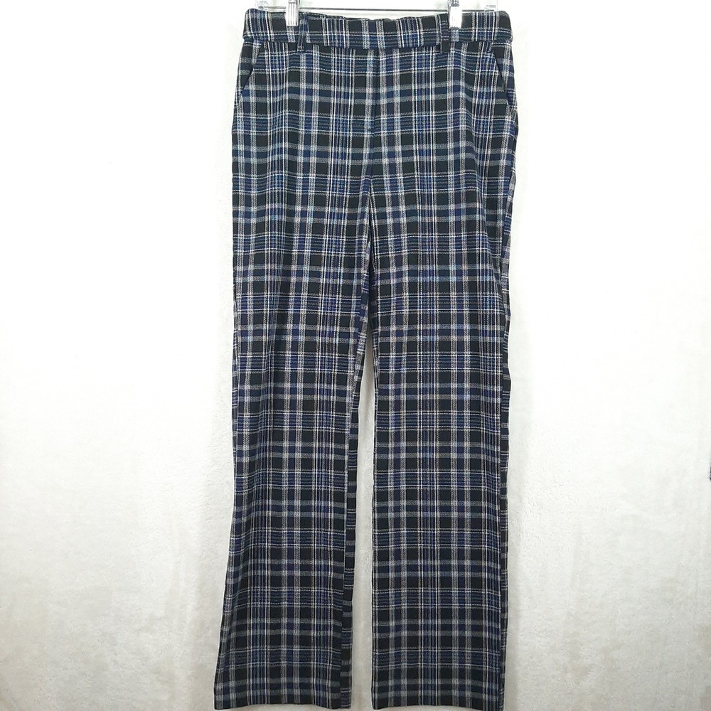 Jules & Leopold Blue Black Plaid Straight Leg Pull On Stretch Dress‎ Pants Small